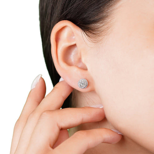 0.75 Diamond Halo Stud Earrings