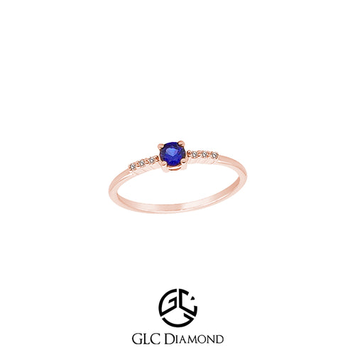 14K Gold Round Cut Diamond Sapphire Ring