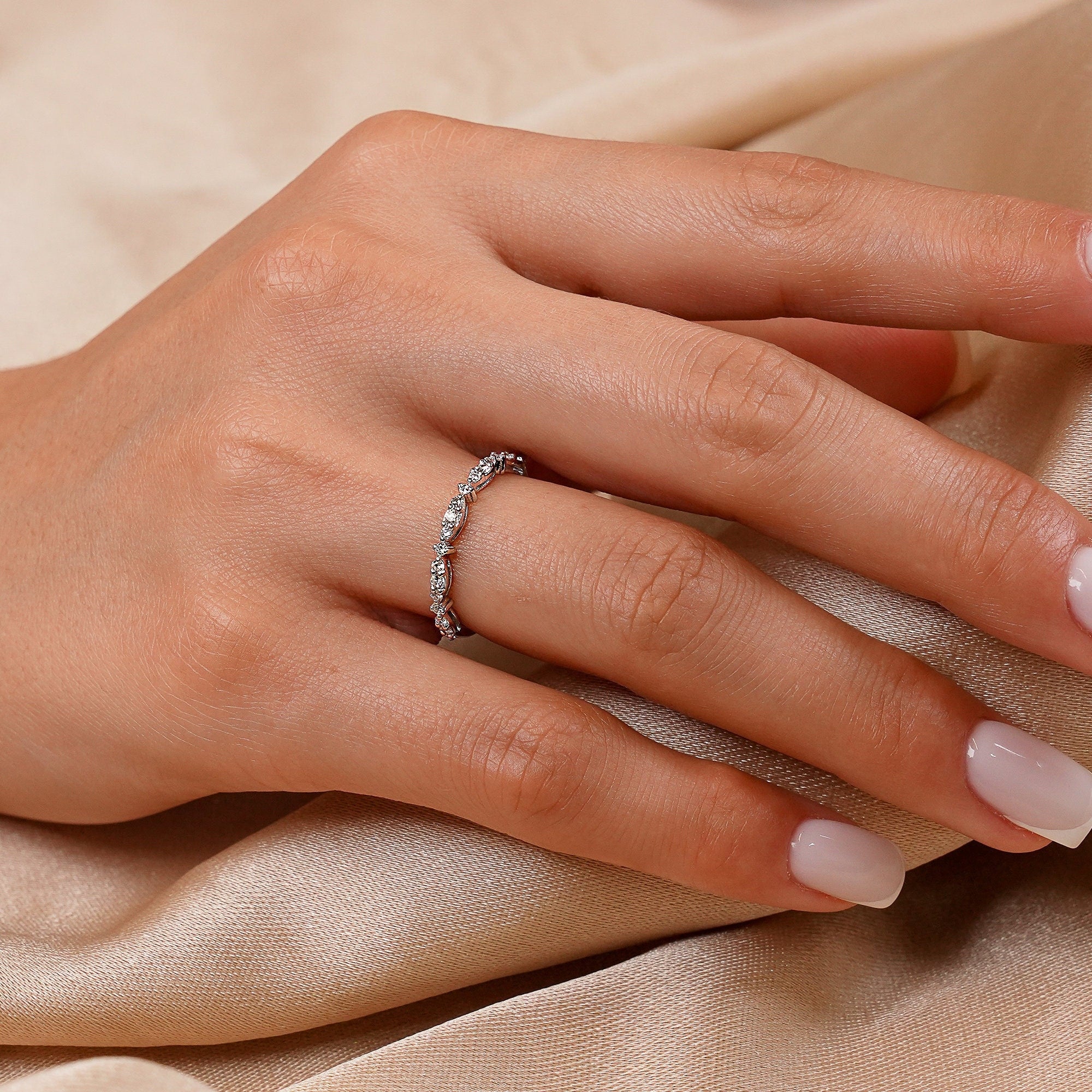 14K Solid Gold Diamond Unique Ring