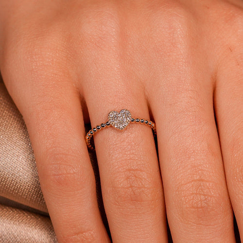 Dainty Pave Heart Shape Diamond Ring