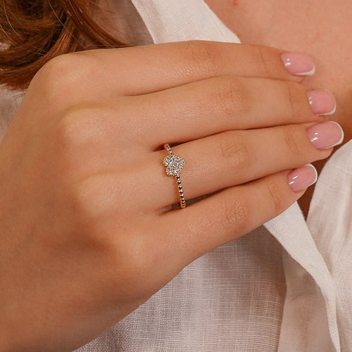 Dainty Pave Heart Shape Diamond Ring