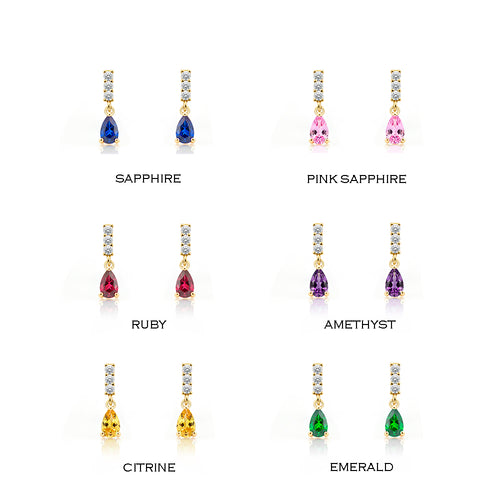 14K Gold Pink Sapphire Drop Earrings