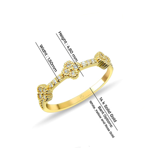 14K Gold Diamond Flower Band