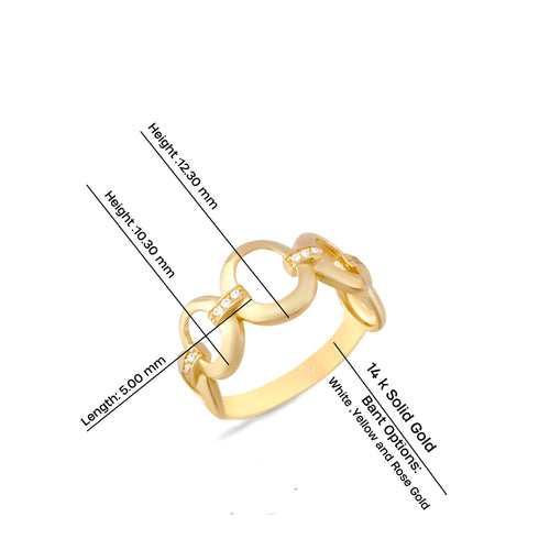 14K Gold Link Diamond Ring