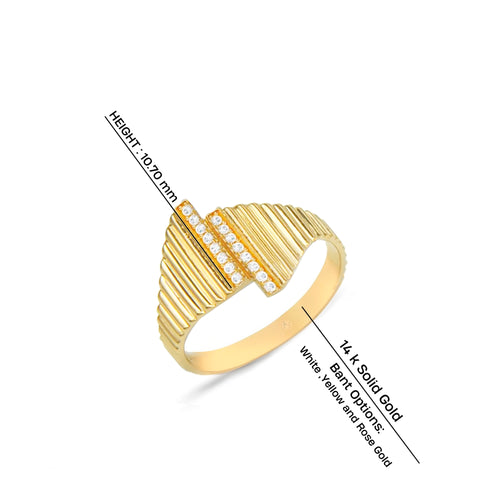 Geometric Diamond Ring - Solid 14K Gold