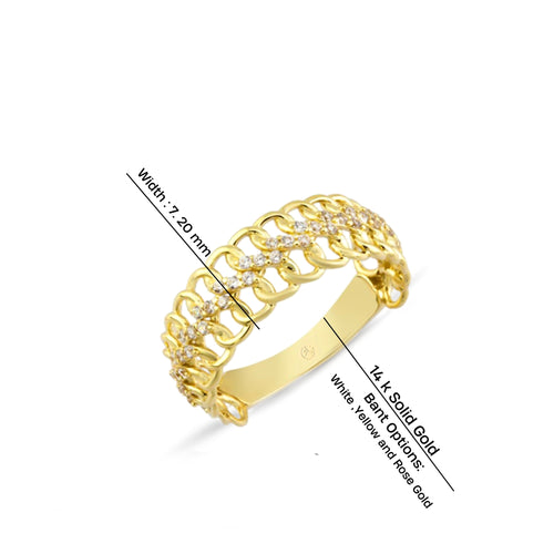 14K Gold Cuban Link Diamond Ring