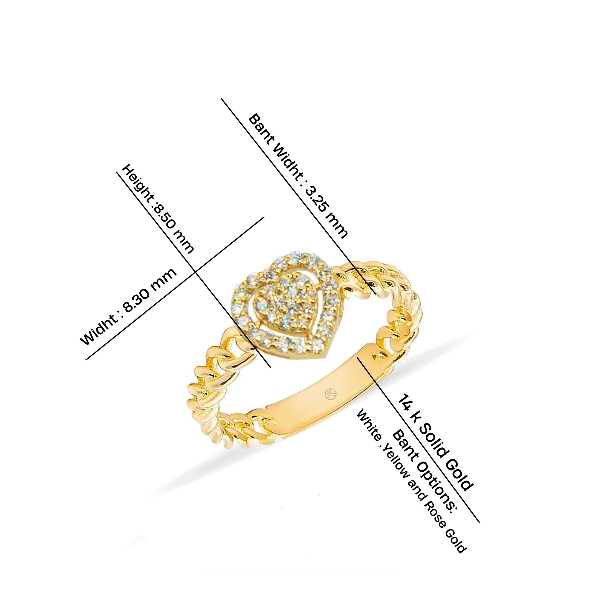 14K Gold Heart Diamond Ring