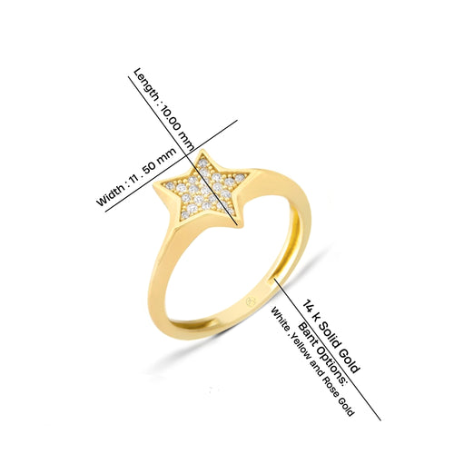 14K Gold Star Diamond Ring