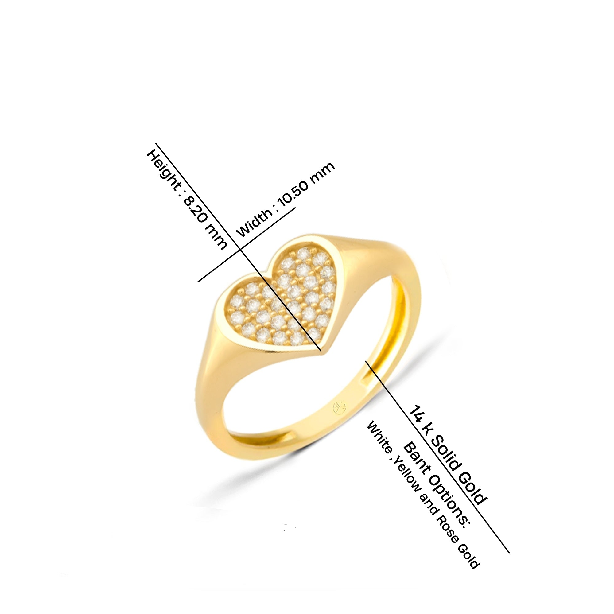 14K Gold Heart Diamond Ring, Love Ring