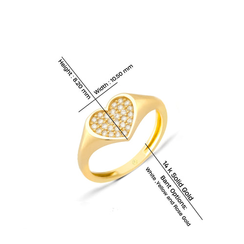 14K Gold Heart Diamond Ring