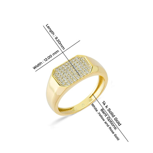 14K Gold Hexagonal Diamond Pave Ring