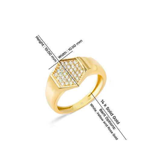 14K Gold Hexagon Diamond Ring