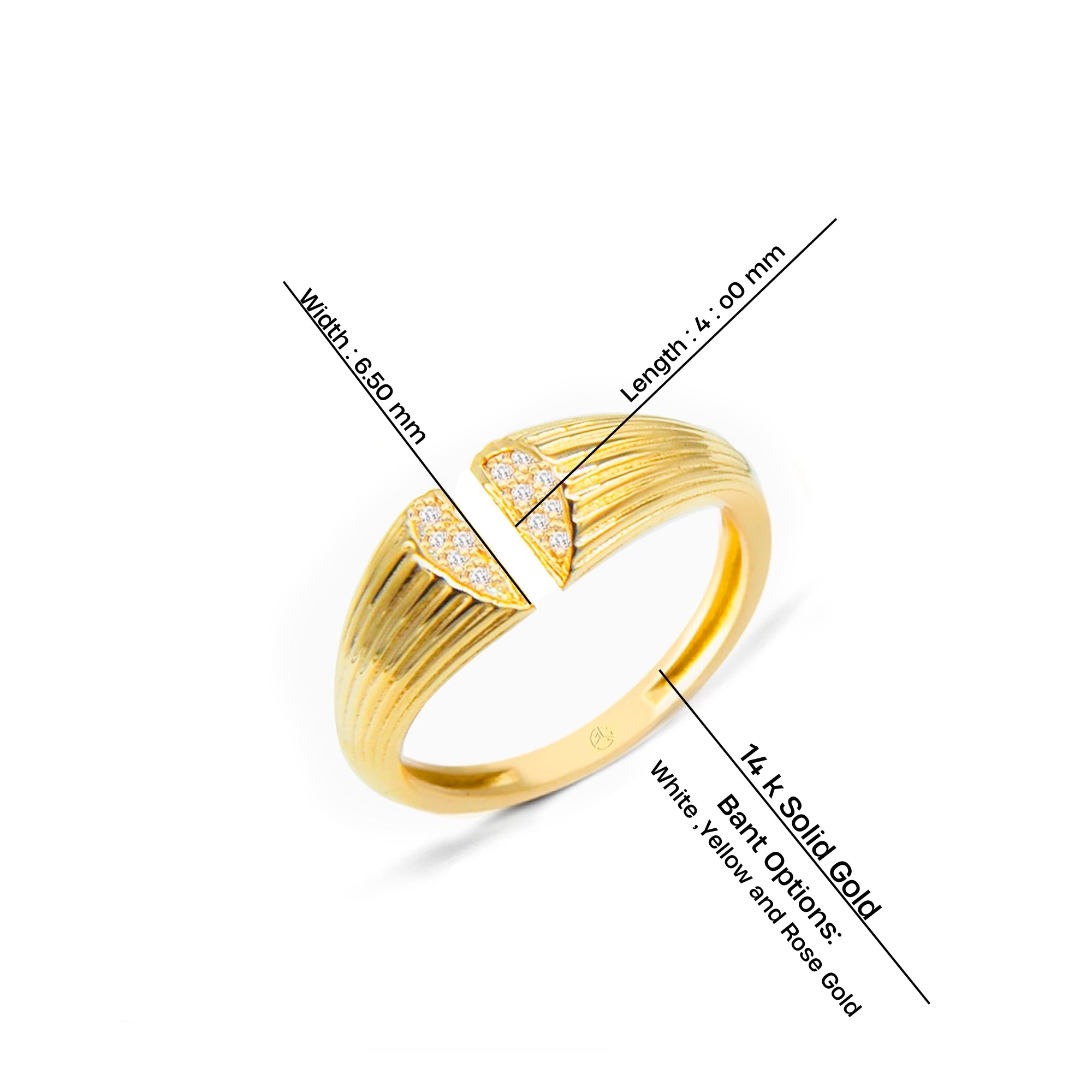 14K Gold Diamond Split Ring