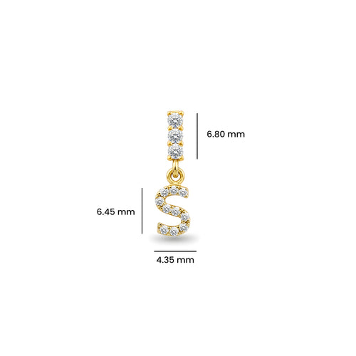 Diamond Initial S Drop Earring