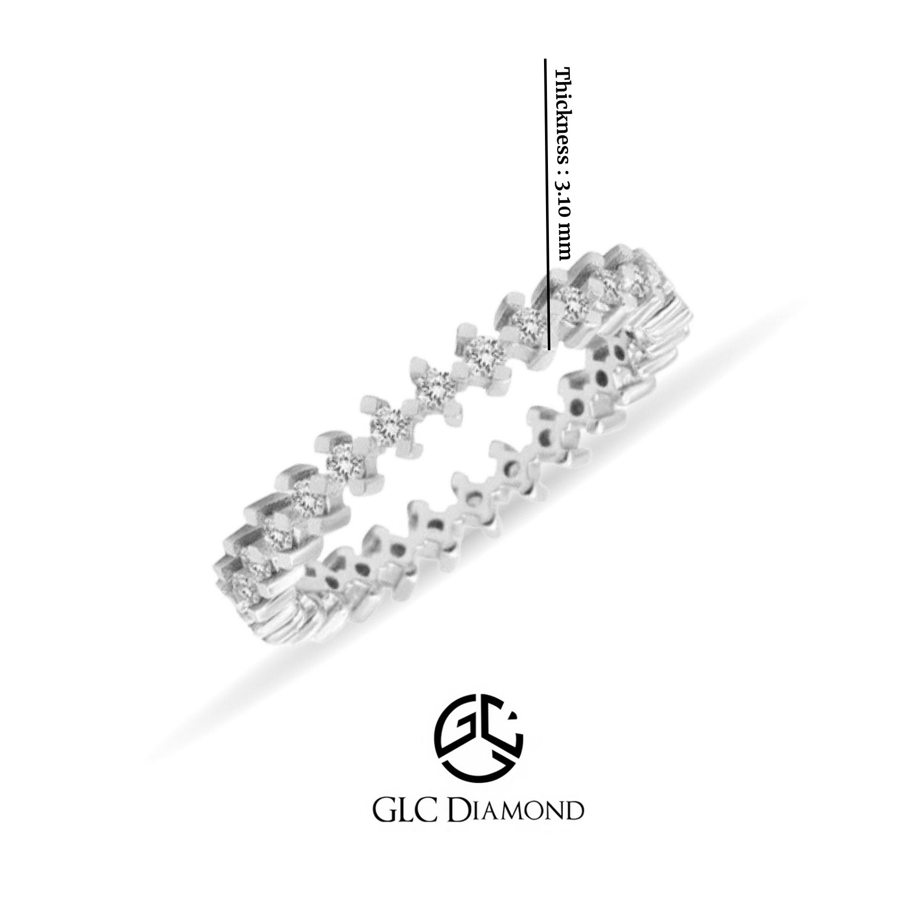Unique Diamond Band, Dainty Eternity Ring, 0,43 CT 4 Prong Wedding Band