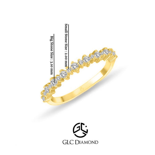 Diamond Wedding Band, 14K Solid Gold Round Cut Half Eternity Wedding Band