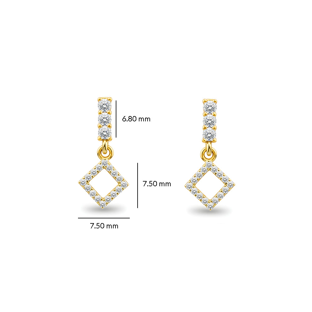 14K Gold Diamond Square Earrings