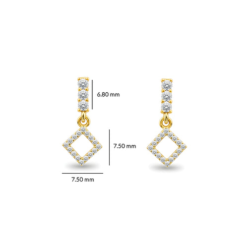 14K Gold Diamond Square Earrings