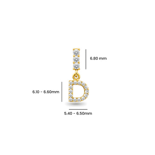 14K Gold Diamond Letter D Earring