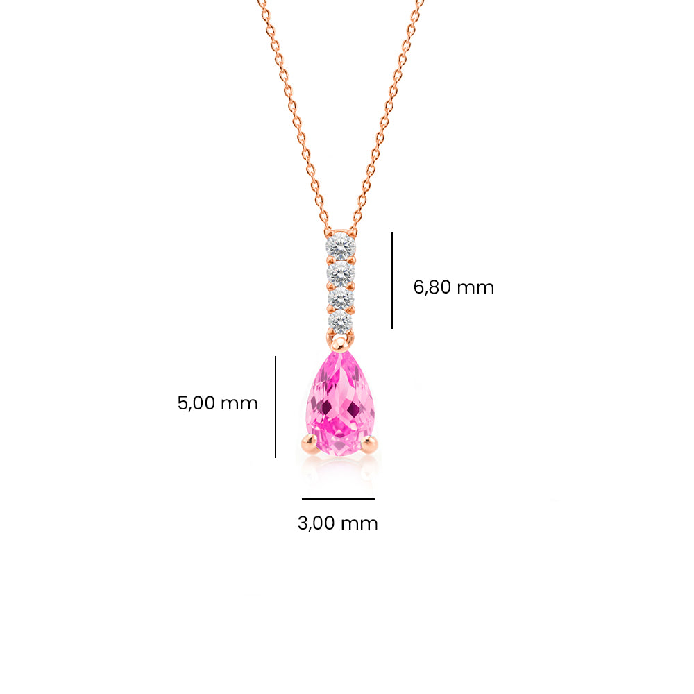 14K Gold Pink Sapphire Pear Necklace