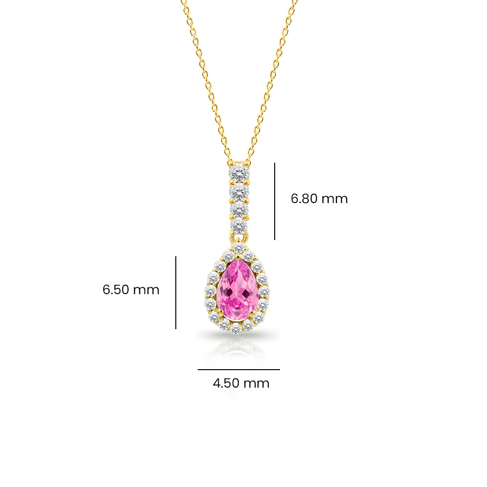 Pear Shape Pink Sapphire Necklace, Birthday Gift Necklace