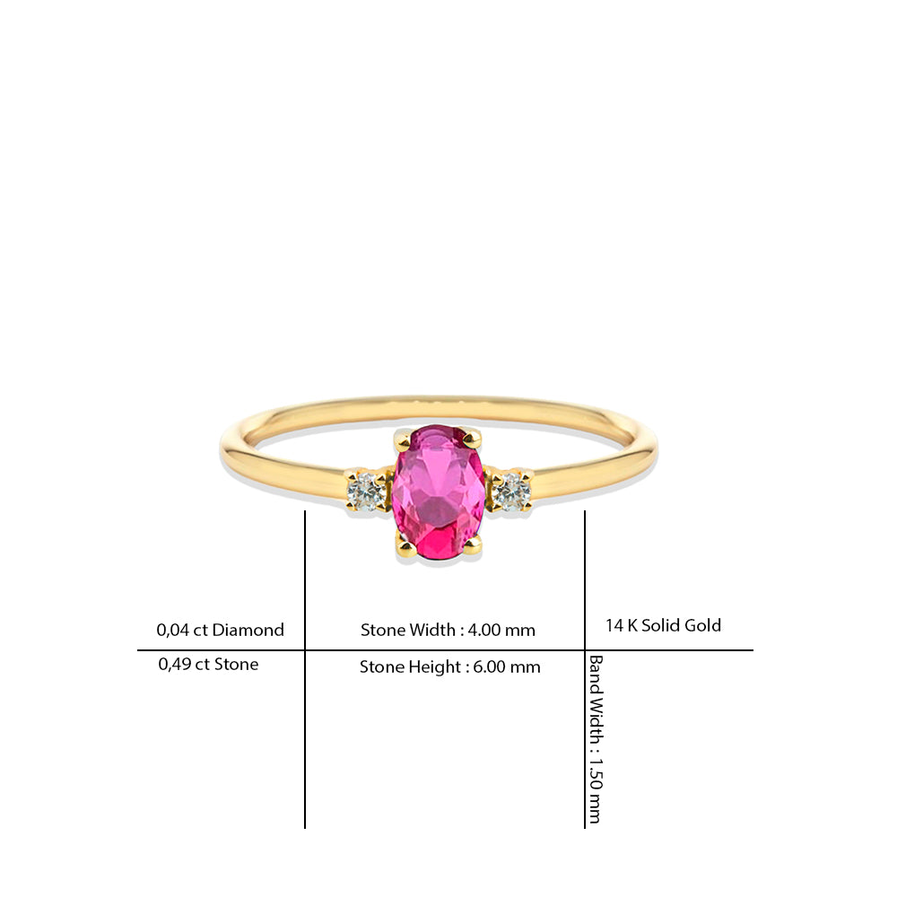 14K Gold Pink Sapphire Diamond Ring