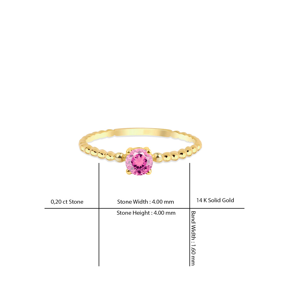 14K Gold Natural Pink Sapphire Ring