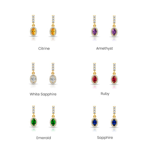 14K Gold Pink Sapphire Oval Earrings