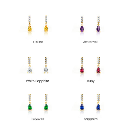 14K Gold Pink Sapphire Drop Earrings