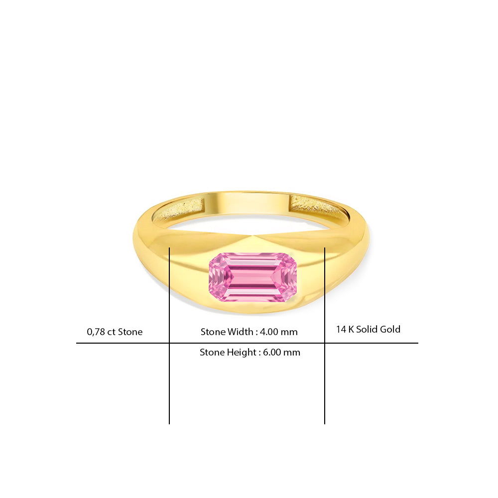 14K Gold Pink Sapphire Signet Ring