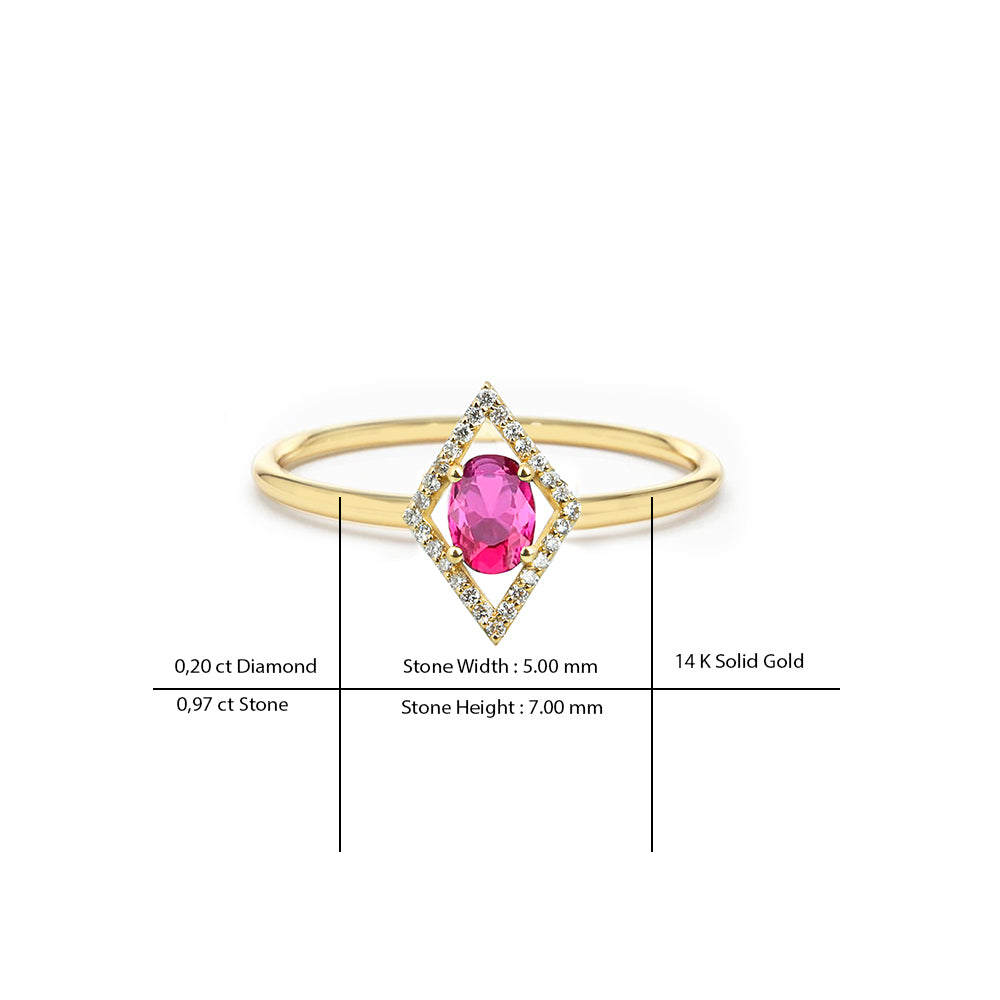 14K Gold Oval Pink Sapphire Ring / Anniversary Gift