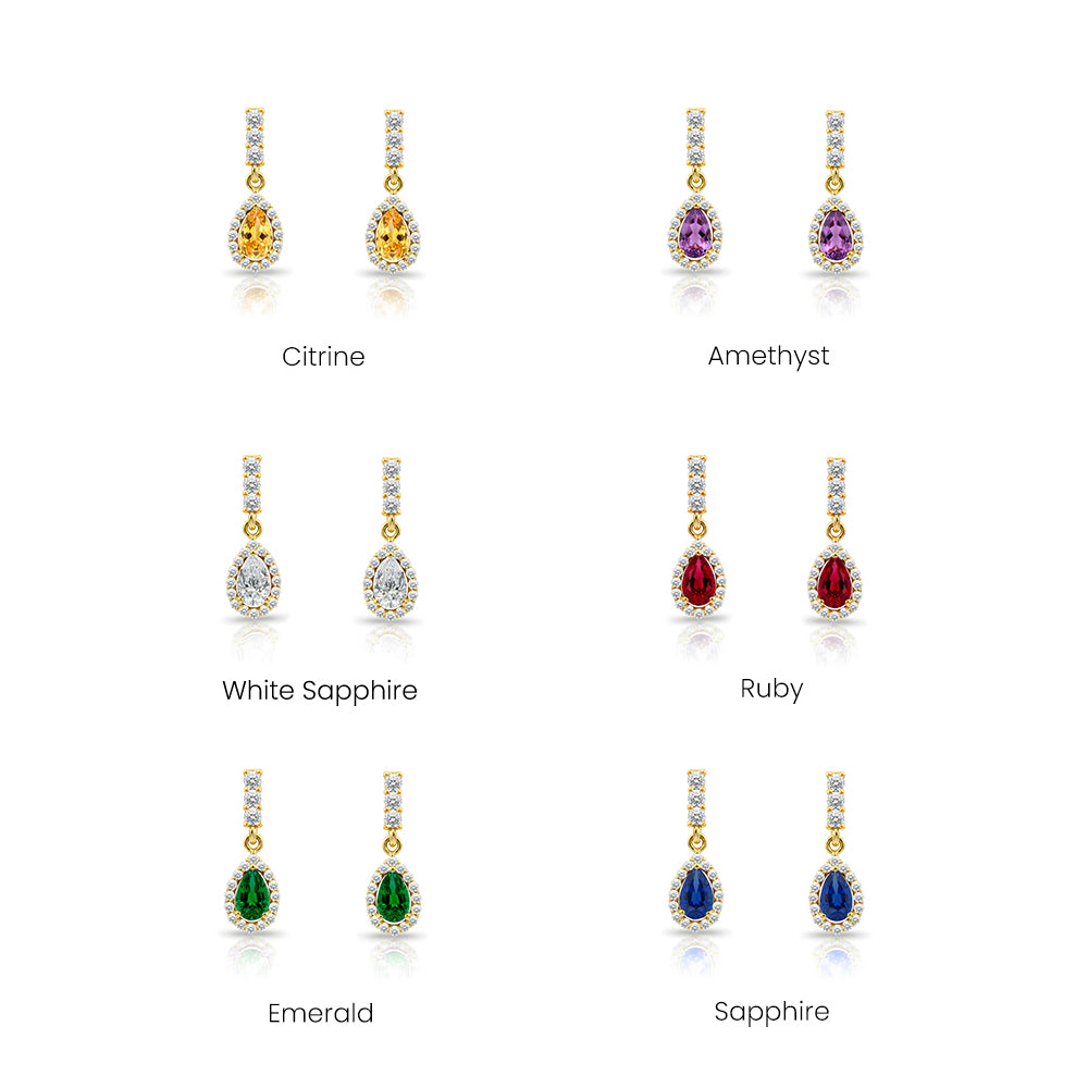 14K Gold Pink Sapphire Pear Cut Earrings