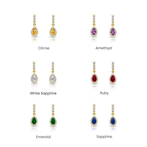 14K Gold Pink Sapphire Pear Cut Earrings