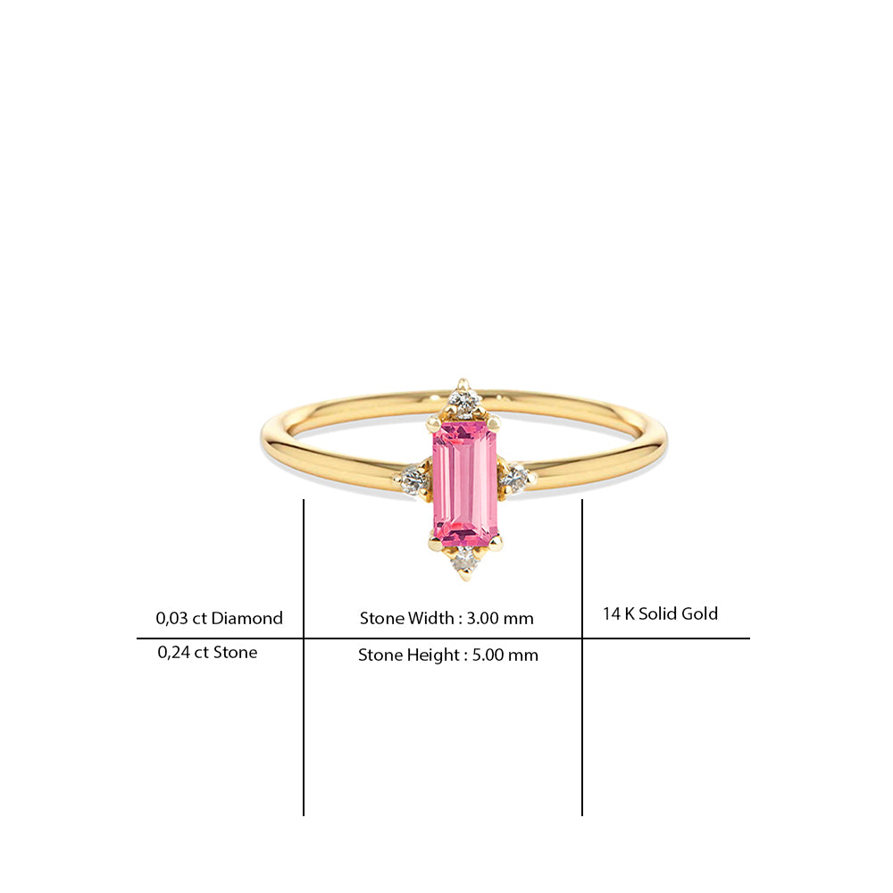 Pink Sapphire Baguette Ring