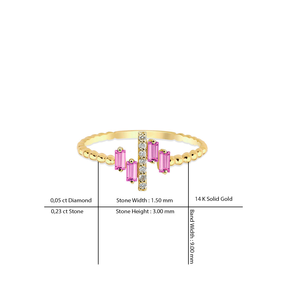 14K Gold Pink Sapphire Ring / Feminine ring