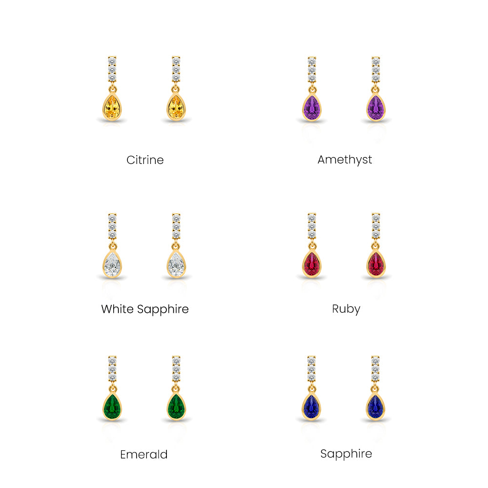 14K Gold Pink Sapphire Teardrop Earrings