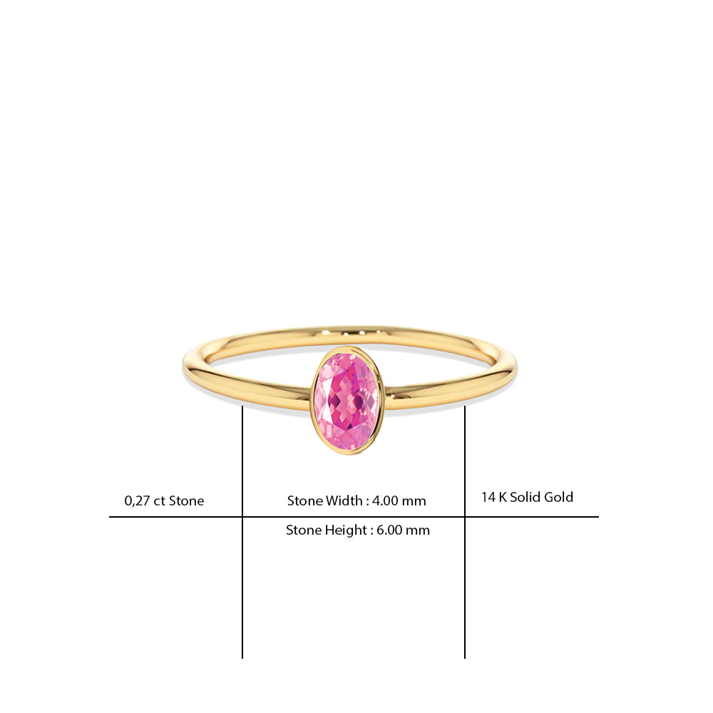 14K Gold Pink Sapphire Solitaire Ring