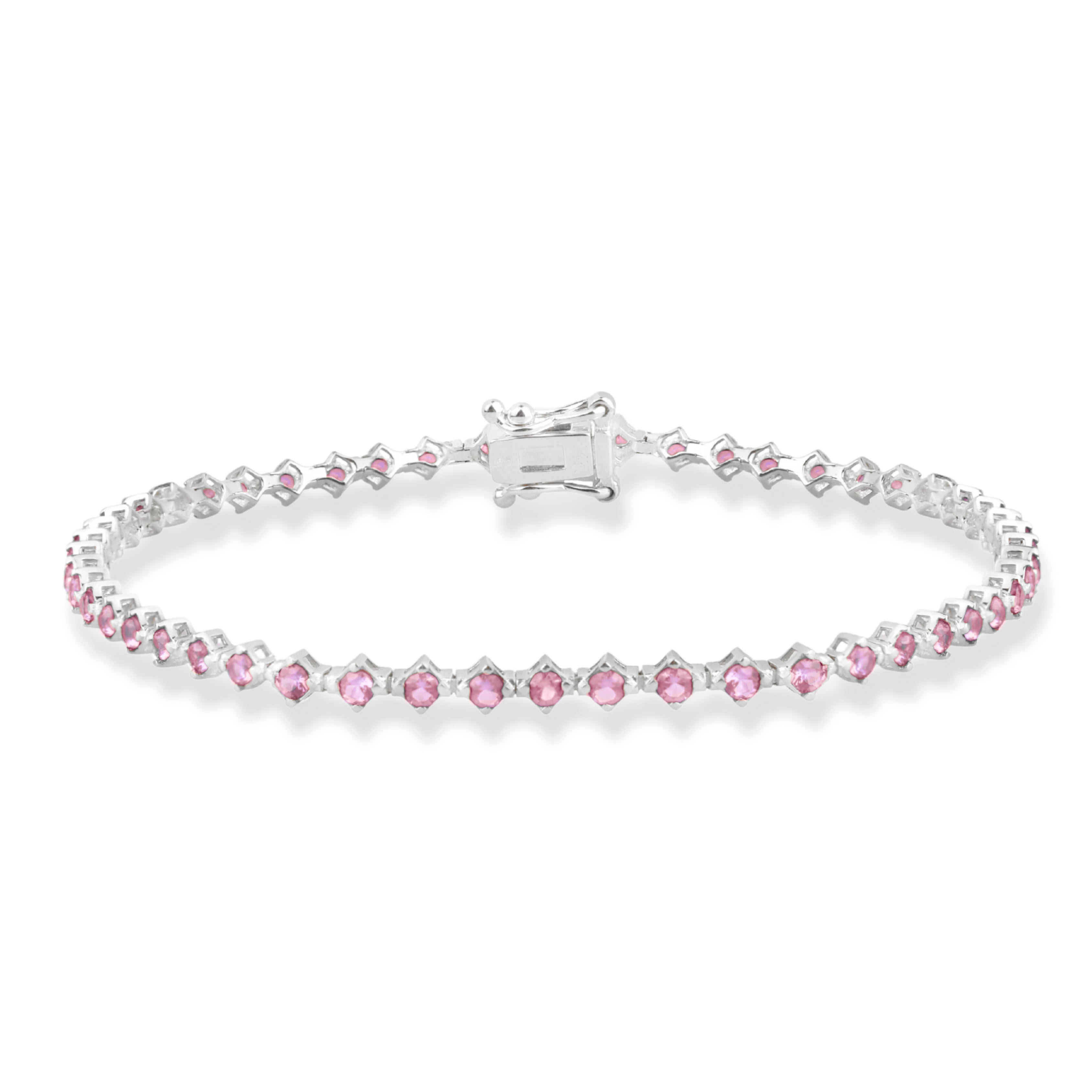 14K Gold Pink Sapphire Tennis Bracelet / Dainty Fine Jewelry