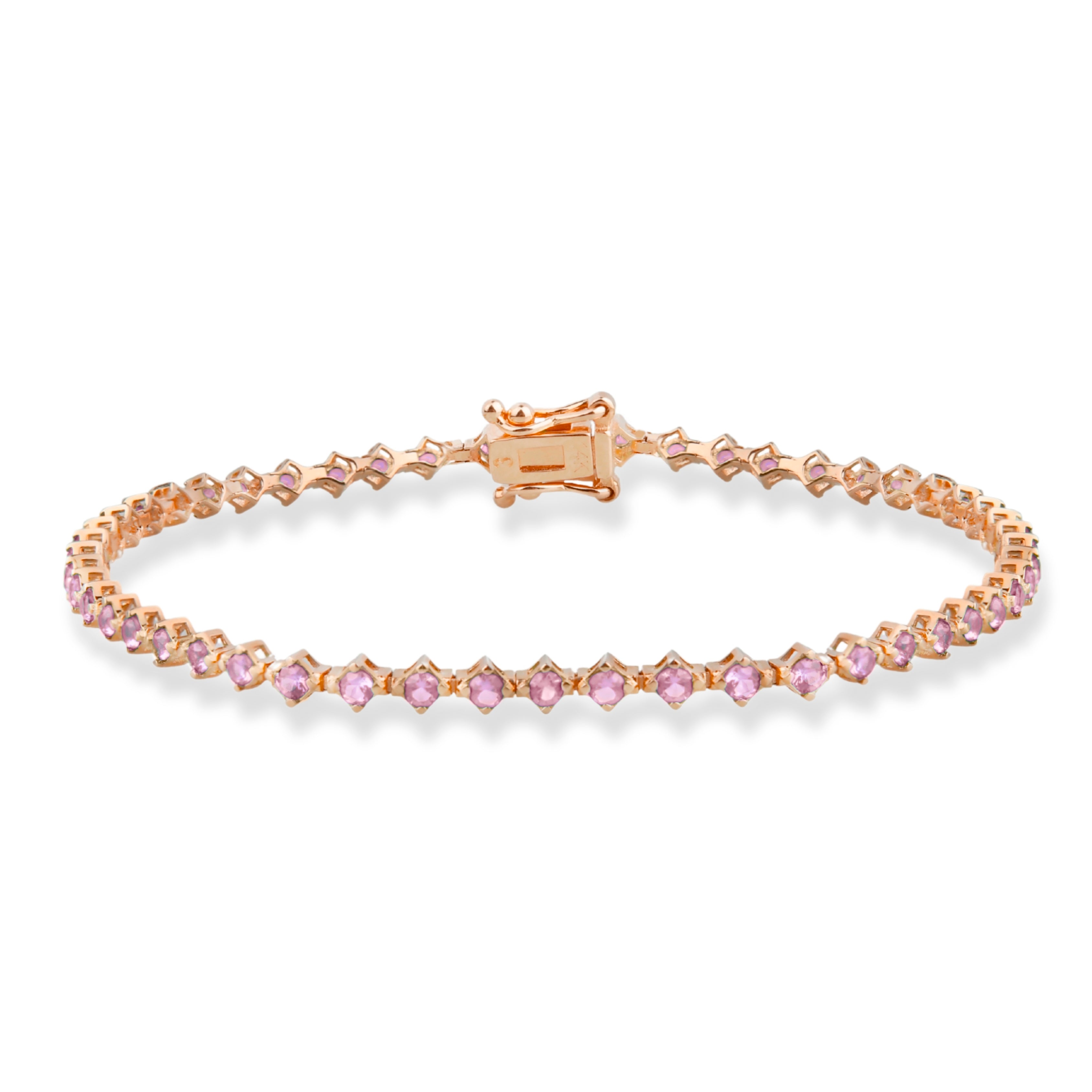 14K Gold Pink Sapphire Tennis Bracelet / Dainty Fine Jewelry