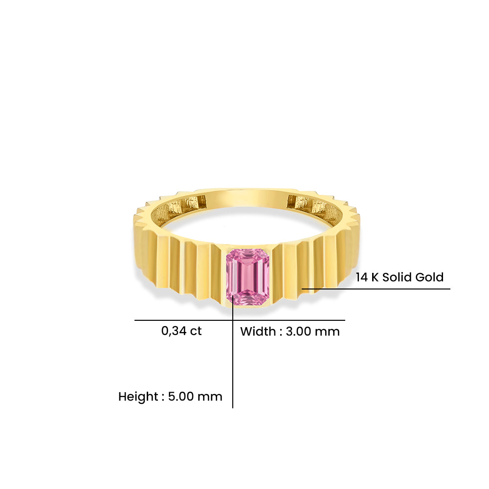 14K Gold Pink Sapphire Step Edge Ring