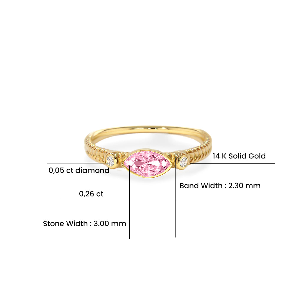 14K Gold Pink Sapphire Ring