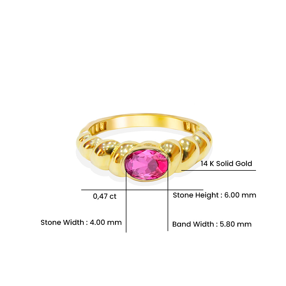 14K Gold Natural Pink Sapphire Bubble Ring