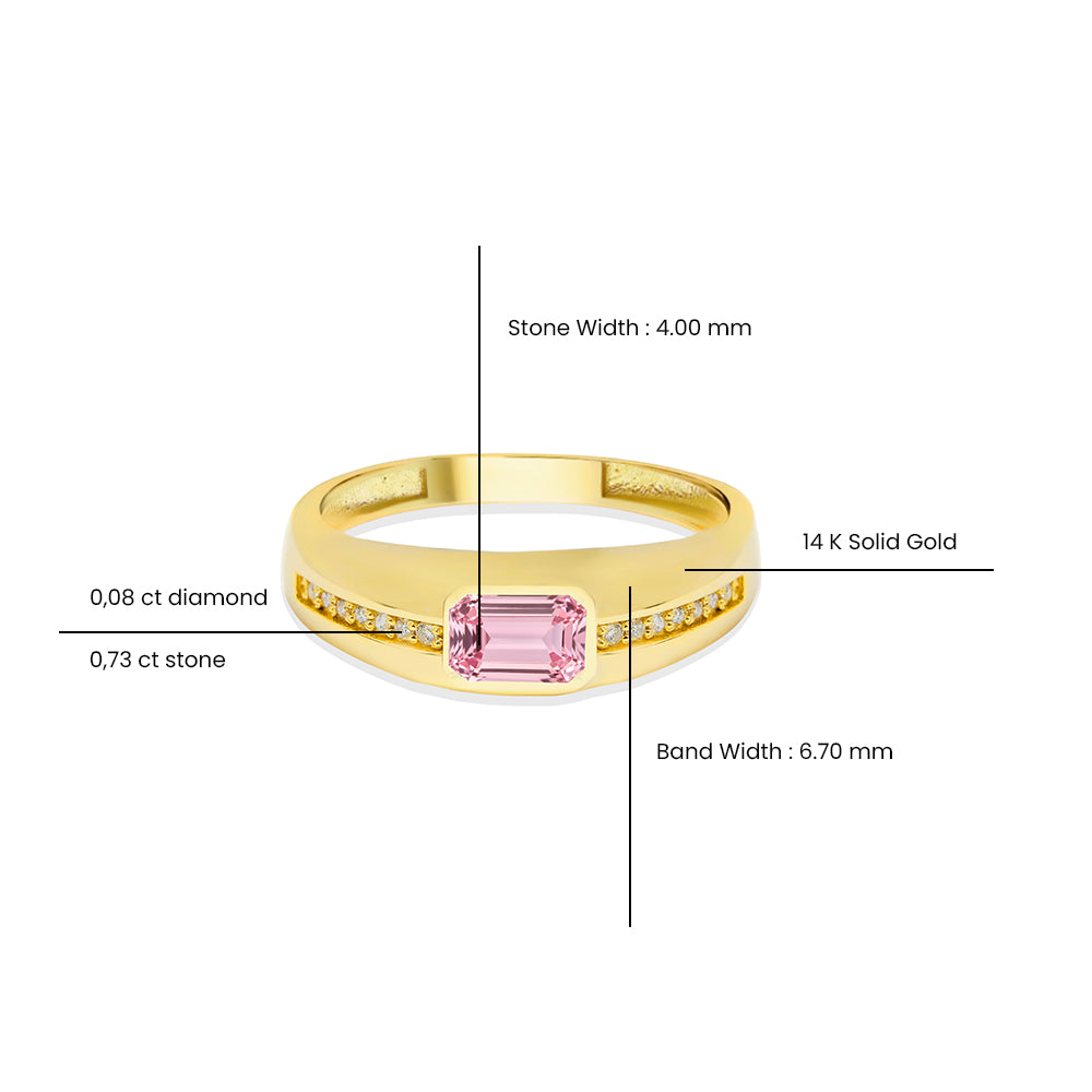 14K Gold Pink Sapphire Signet Ring