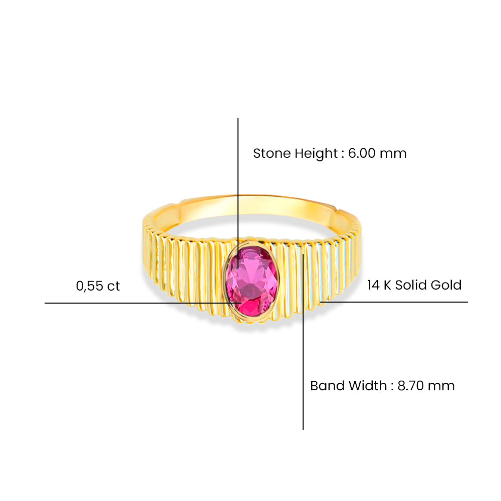 14K Gold Oval Cut Pink Sapphire Ring