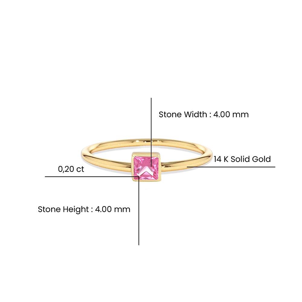 14K Gold Pink Sapphire Solitaire Ring