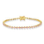 14K Gold Pink Sapphire Tennis Bracelet / Dainty Fine Jewelry