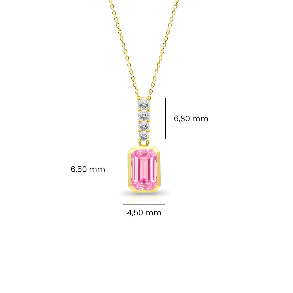 Pink Sapphire Emerald Cut Necklace