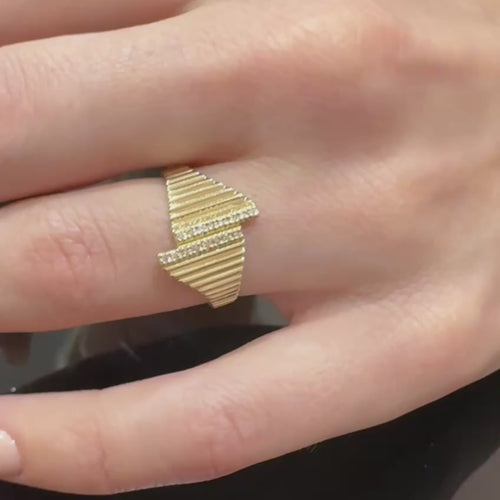 Geometric Diamond Ring - Solid 14K Gold