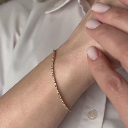14K Gold Diamond Tennis Bracelet / Dainty Thin Diamond Bracelet for Women
