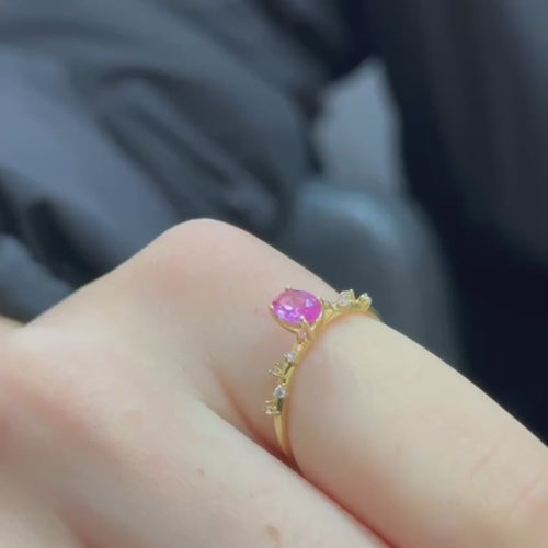 Pink Oval Cut Engagement Ring